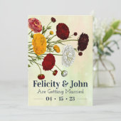 Elegantes florales Hochzeitungs-Set Einladung (Stehend Vorderseite)