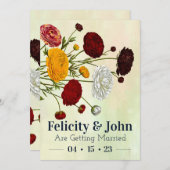 Elegantes florales Hochzeitungs-Set Einladung (Vorne/Hinten)