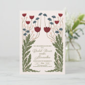 Elegantes florales Jugendstil-Brautparty Einladung (Stehend Vorderseite)