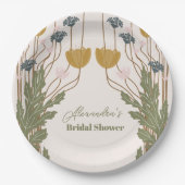 Elegantes florales Jugendstil-Brautparty Pappteller (Vorderseite)