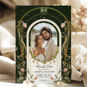 Elegantes florales Jugendstil-Save the Date Foto Einladung