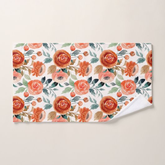 Elegantes, florales Korallenmuster Badhandtuch Set (Handtuch)