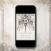 Elegantes, florales Kronleuchter-Foto Hochzeit Save The Date