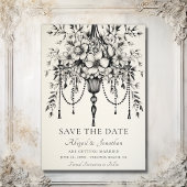 Elegantes, florales Kronleuchter-Foto Hochzeit Save The Date