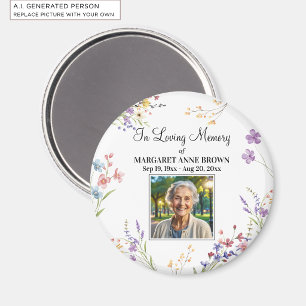 Elegantes florales Lebensfeier-Foto-Andenken Magnet