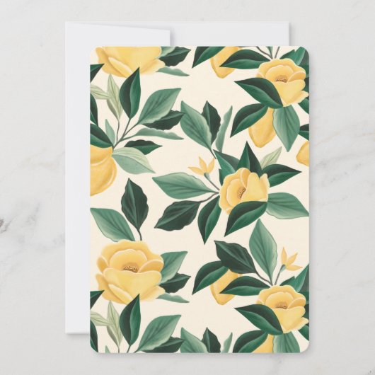 Elegantes, florales Lemon Tree Foto Gelb Save The Date (Rückseite)