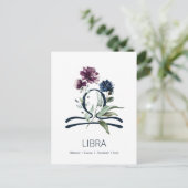 Elegantes florales Libra-Symbol Postkarte (Stehend Vorderseite)