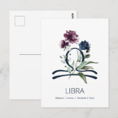 Elegantes florales Libra-Symbol Postkarte (Vorne/Hinten)