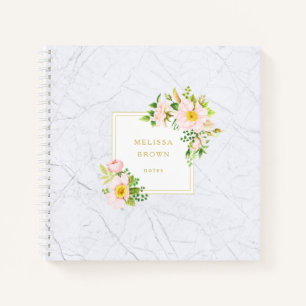 Elegantes, florales Marmor Chic Pastel Square Note Notizblock