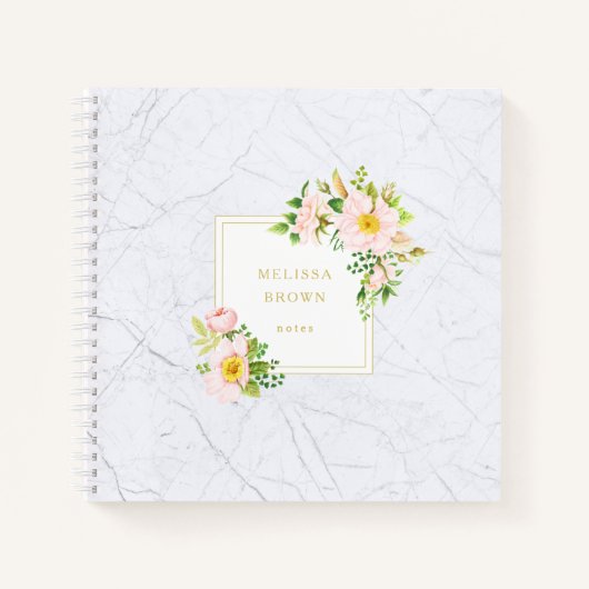 Elegantes, florales Marmor Chic Pastel Square Note Notizblock (Vorderseite)