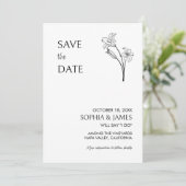 Elegantes, florales Minimalistisches Foto Save the Date (Stehend Vorderseite)