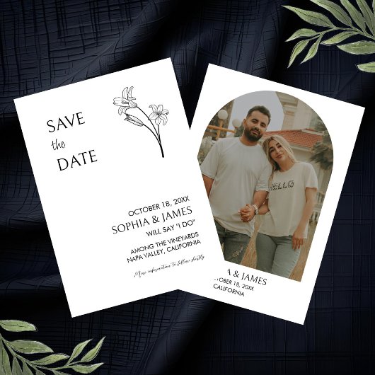 Elegantes, florales Minimalistisches Foto Save the Date