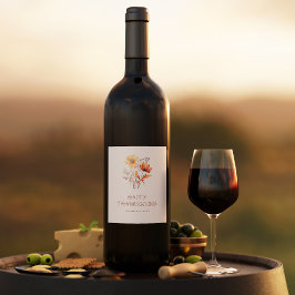 Elegantes florales Modernes Erntedank Party Weinetikett