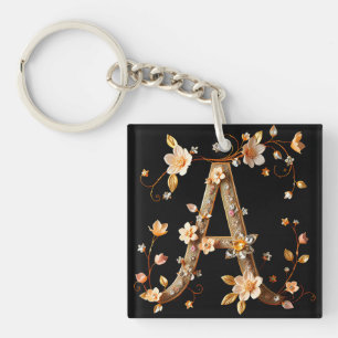 Elegantes florales Monogramm A mit aufwendigem Des Schlüsselanhänger