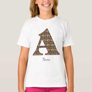 Elegantes florales Monogramm Anfangs-A T-Shirt
