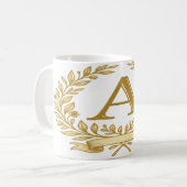 Elegantes florales Monogramm - Benutzerdefinierter Kaffeetasse (Vorderseite Links)