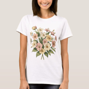 Elegantes florales Monogramm-Blumenstrauß-Design T-Shirt
