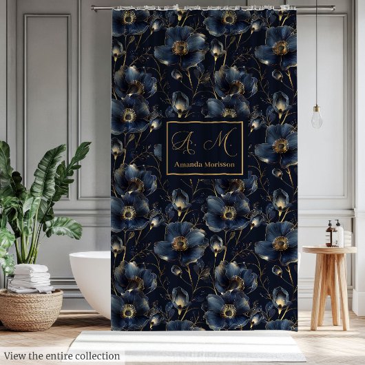 Elegantes florales Monogramm-Duschdesign Duschvorhang