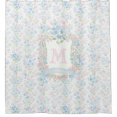 Elegantes florales Monogramm Duschvorhang (Vorderseite)
