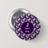 Elegantes florales Monogramm-Geschenkdesign Button (Vorne & Hinten)