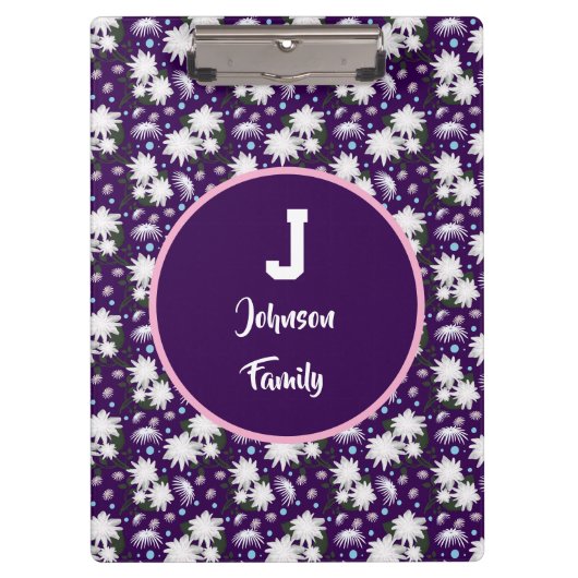 Elegantes florales Monogramm-Geschenkdesign Klemmbrett (Vorderseite)