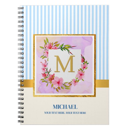 Elegantes florales Monogramm Initial Skript benutz Notizblock (Vorderseite)