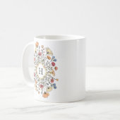 Elegantes florales Monogramm Kaffeetasse (Vorderseite Links)