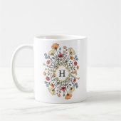 Elegantes florales Monogramm Kaffeetasse (Links)