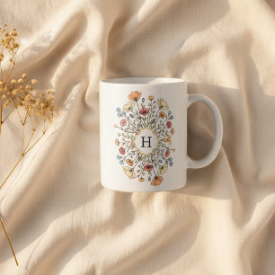 Elegantes florales Monogramm Kaffeetasse