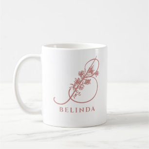 Elegantes florales Monogramm Rosa Hochzeitsbecher Kaffeetasse