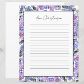 Elegantes florales Monogramm-Schreibpapier (Vorne/Hinten)