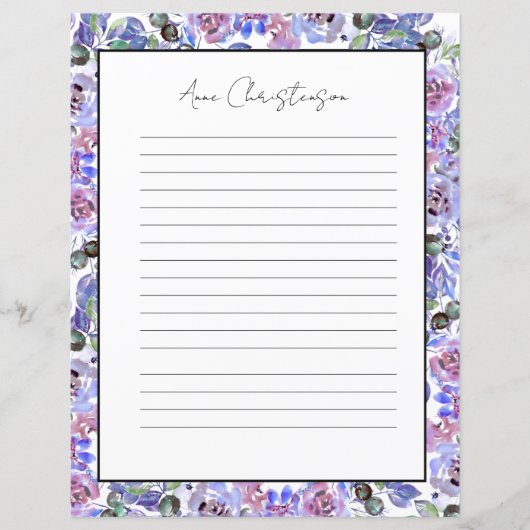 Elegantes florales Monogramm-Schreibpapier (Vorderseite)