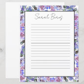 Elegantes florales Monogramm-Schreibpapier (Vorne/Hinten)
