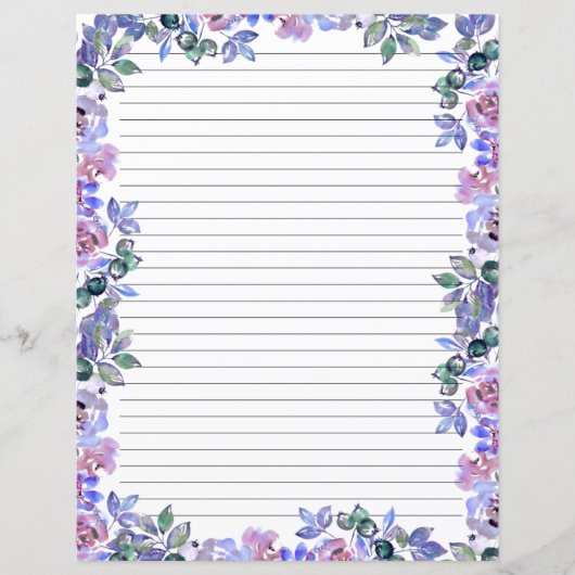 Elegantes florales Monogramm-Schreibpapier (Vorderseite)