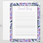 Elegantes florales Monogramm-Schreibpapier (Vorne/Hinten)