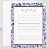 Elegantes florales Monogramm-Schreibpapier (Vorne/Hinten)
