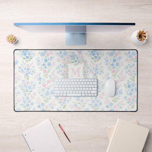Elegantes florales Monogramm Schreibtischunterlage (Büro 1)