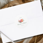 Elegantes florales Monogramm-Skript Hochzeit Runder Aufkleber