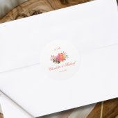 Elegantes florales Monogramm-Skript-Hochzeit Runder Aufkleber
