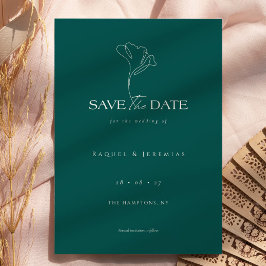 Elegantes florales Monogramm Smaragd-Hochzeit Save The Date