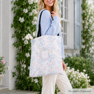 Elegantes florales Monogramm Tasche