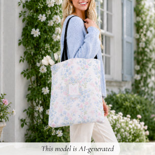 Elegantes florales Monogramm Tasche