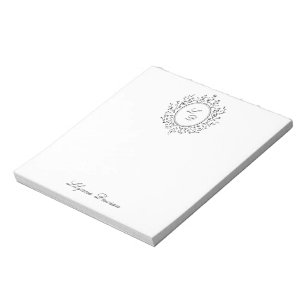 Elegantes florales Monogramm Vintage-Schreibwaren Notizblock