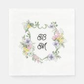 Elegantes Florales Monogramm-Wappen-Foto Hochzeit Serviette (Vorderseite)