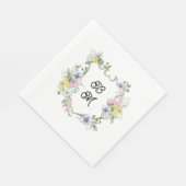 Elegantes Florales Monogramm-Wappen-Foto Hochzeit Serviette (Ecke)