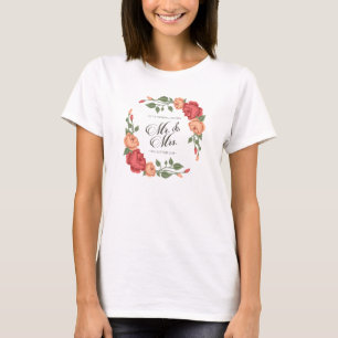 Elegantes florales Mr & Mrs Hochzeit   T-Shirt