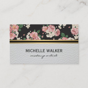 Elegantes florales Muster Gold Metallic Trim Marmo Visitenkarte