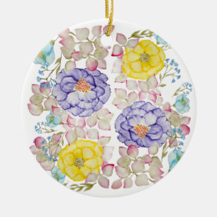 Elegantes, florales Muster Keramik Ornament