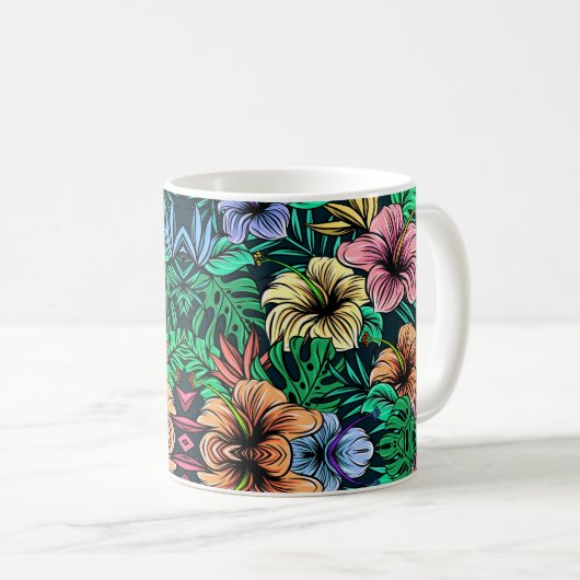 Elegantes florales Muster mit pulsierendem botanis Kaffeetasse (VorderseiteRechts)
