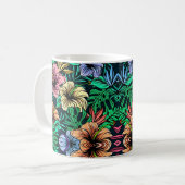 Elegantes florales Muster mit pulsierendem botanis Kaffeetasse (Vorderseite Links)